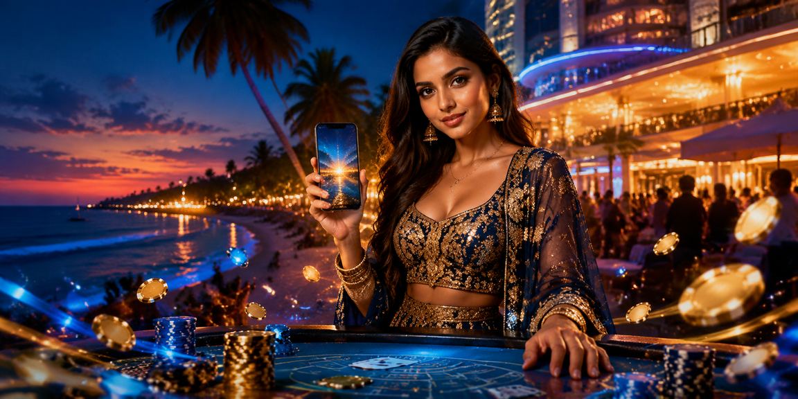 Mobile display of 20494 casino betting app at Goa beach