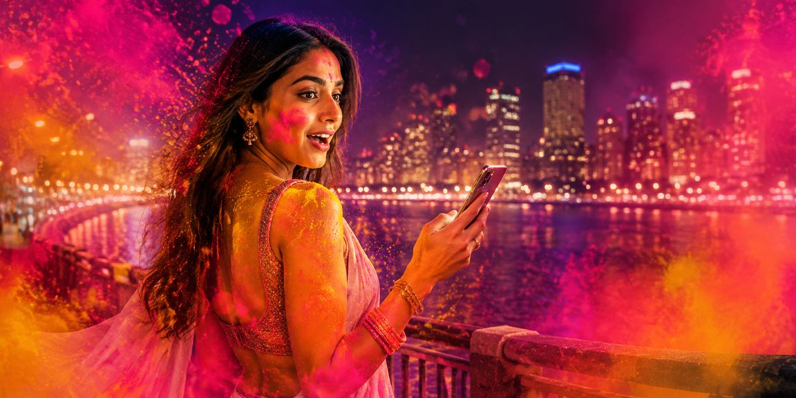 Mobile casino gaming festival in Mumbai Bandra during Holi